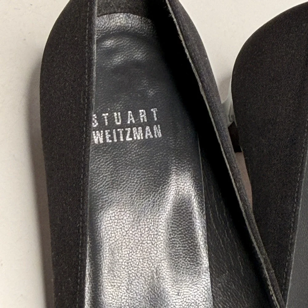 Vtg Stuart Weitzman Kitten Heels Womens Sz 7‎ Black Square Toe Buckle Old Money